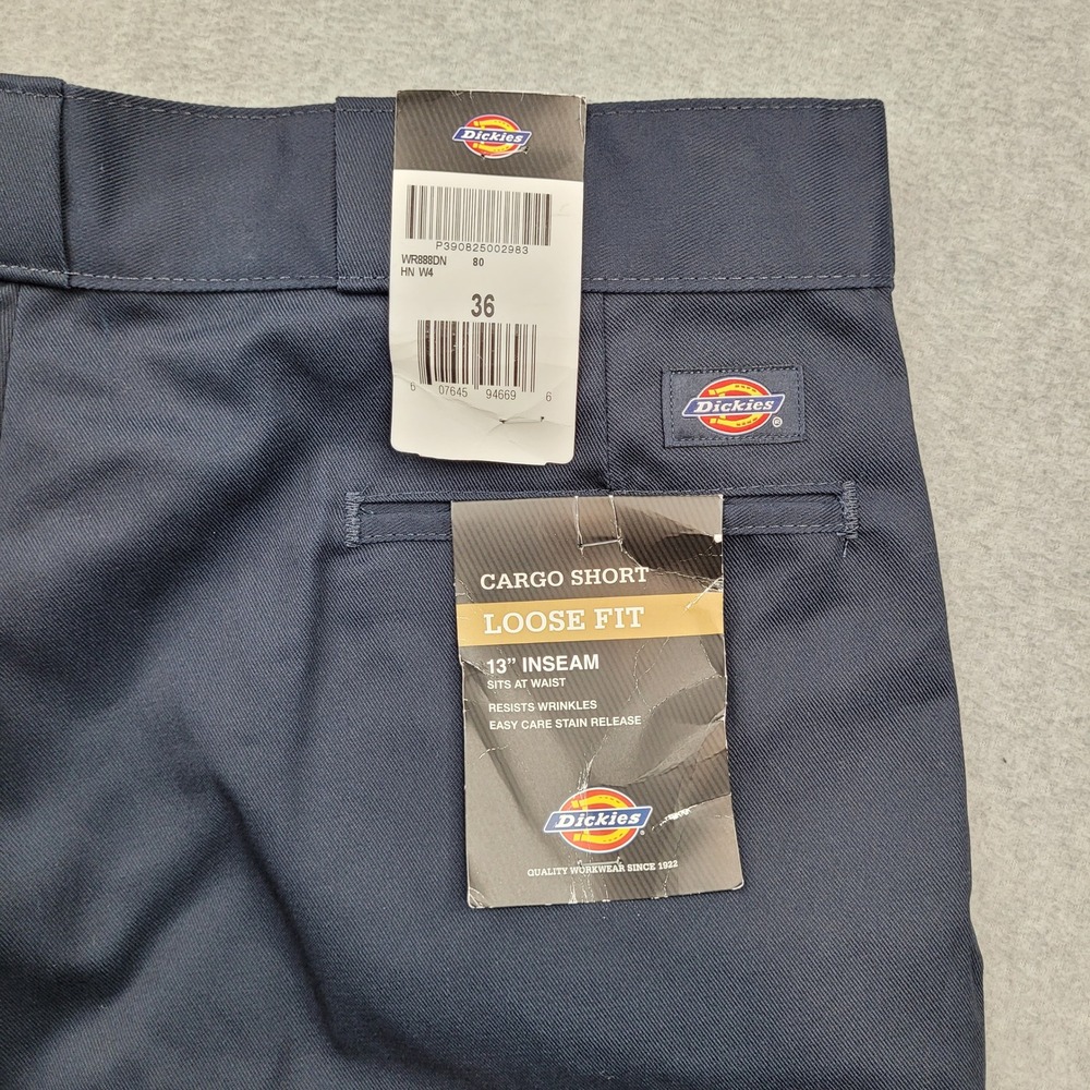 Dickies Cargo Short Mens 36 Dark Navy Loose Fit 13" Inseam WR888DN